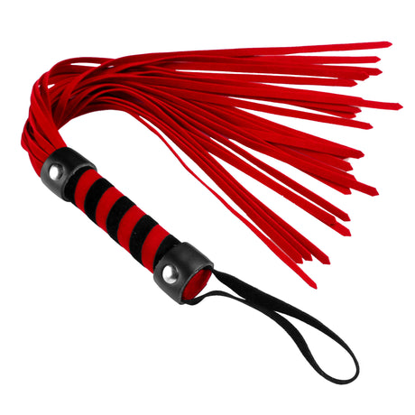 Frisky Short Vegan Leather Flogger — 15.75 in, Red & Black - 848518007001