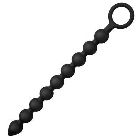 Master Series Pathicus Nine-Bulb Silicone Anal Beads, Black, 12 in - 848518009739