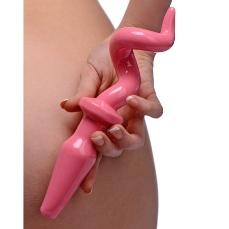 Tailz Piggy Tail Anal Plug — Pink TPE, Curly Tail - 848518011602