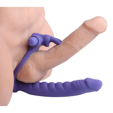 Frisky Double Delight Dual Penetration Vibrating Rabbit Cock Ring - FR-AD625