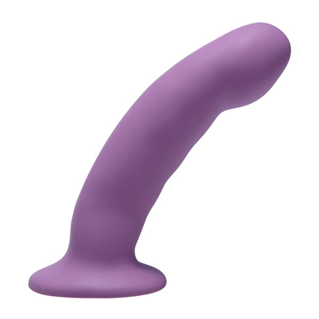 Trinity Vibes Curved Silicone Strap-On Dildo, Purple, 6 in - 848518012326