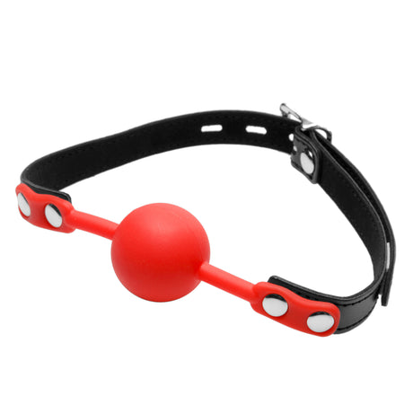 Frisky Silicone Comfort Ball Gag — 1.65 in Ball, Red, Adjustable 16–22 in - 848518016690