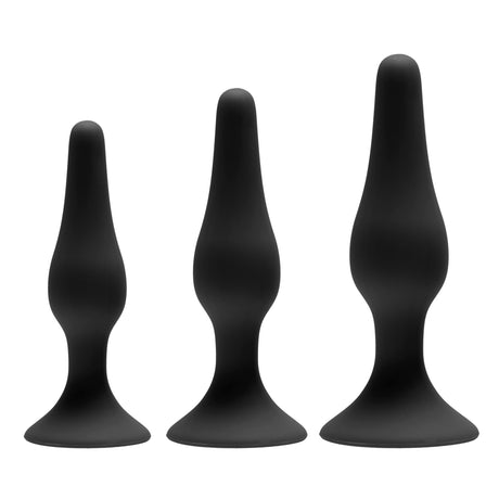 GreyGasms Apprentice 3-Piece Silicone Anal Trainer Set, Black - 848518016911