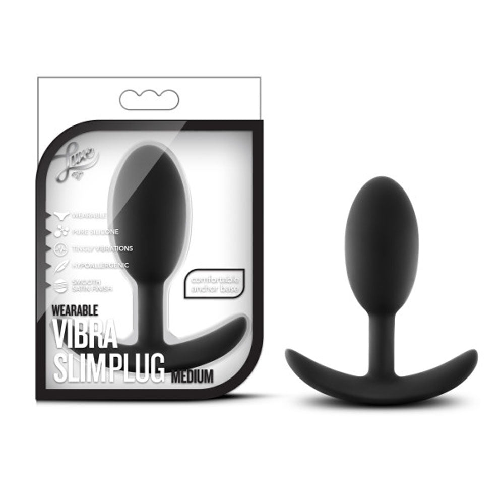 Luxe - Wearable Vibra Slim Plug - Medium - Black by Blush