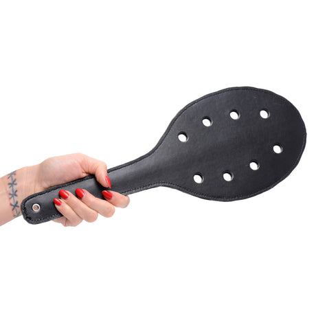 STRICT Deluxe Rounded Paddle with Holes — 15.75 in Black PU - STR-AF144