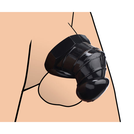 Master Series Detained Chastity Cage — TPR, 3 in, Black - MS-AF255