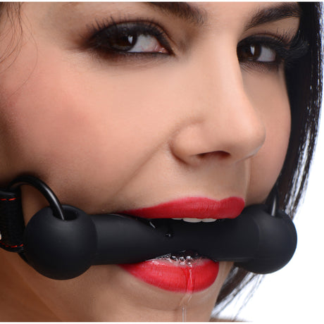 STRICT Silicone Bit Gag — Black, 0.75" x 3" Mouthpiece, Adjustable Strap - 848518026736