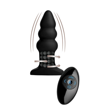 Rimmers Model I Rippled Rimming Plug with Remote — Black Silicone - 848518028396