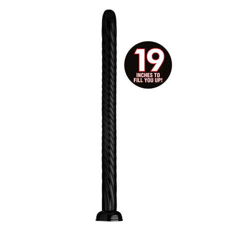 Hosed 19-Inch Spiral Anal Snake — PVC, Suction Base, Black - 848518028556
