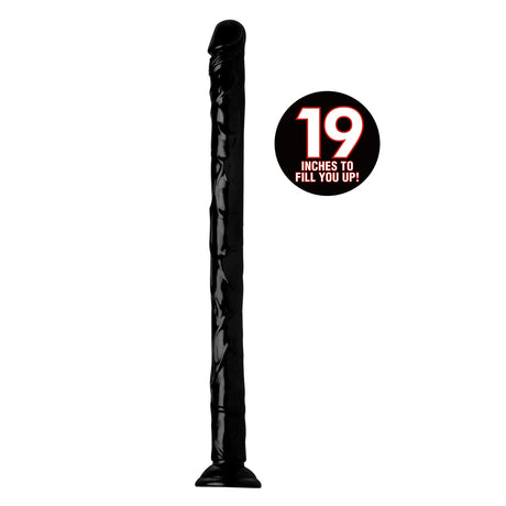 Hosed 19-Inch Realistic Anal Dildo — Black PVC, Suction Base - 848518028747