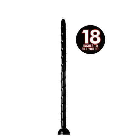 Hosed Swirl Thin Anal Snake — 18-Inch Insertable, Black PVC - 848518028754