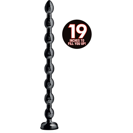 Hosed Beaded Anal Snake — 19.75 in Total, 18.75 in Insertable, 1.5 in Dia, Black - 848518029621