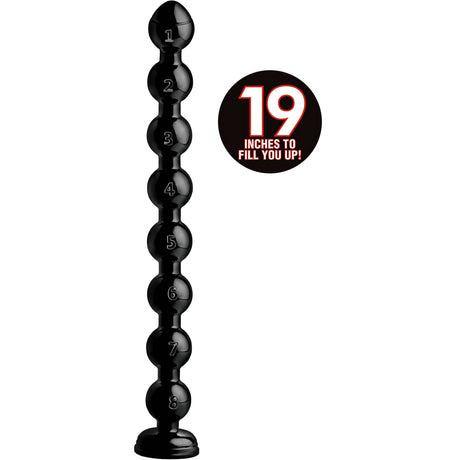 Hosed 19.75 in Beaded Anal Snake — Black PVC - 848518029638