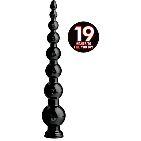 Hosed 19.75-Inch Graduated Bead Anal Snake, Black PVC - 848518029645