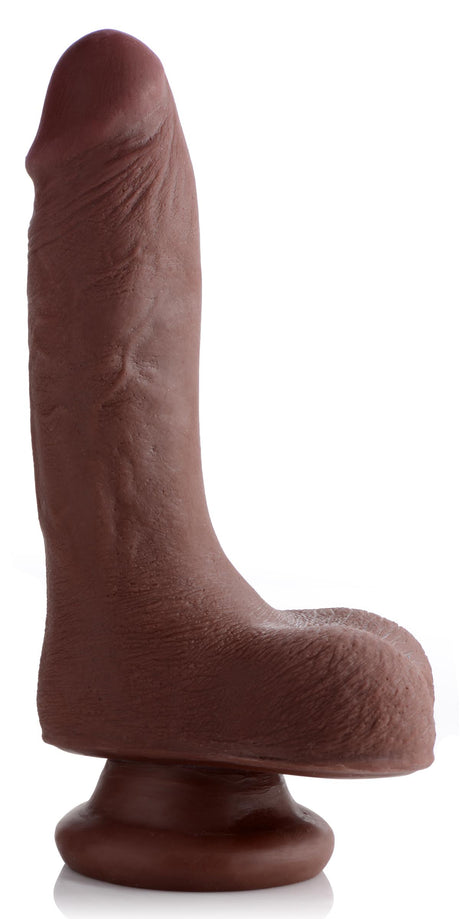 USA Cocks 7 Inch Ultra Real Dual-Layer Suction Cup Dildo — Dark Brown - 848518030375