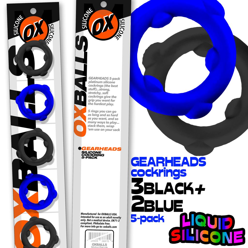 Gearheads 5-Pack Spinner Rings Blue/Black by OXBALLS