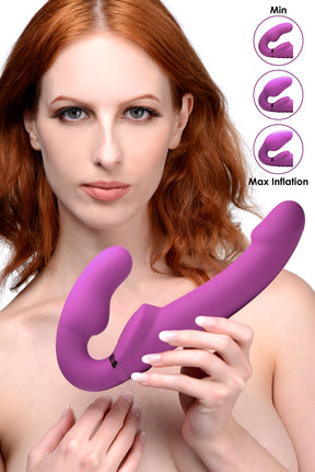 Worlds First Remote Control Inflatable Vibrating Silicone Ergo Fit Strapless Strap-On by Strap U