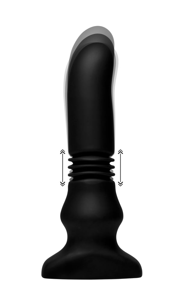 Thunderplugs Silicone Vibrating & Thrusting Anal Plug with Remote — Black - TP-AF948