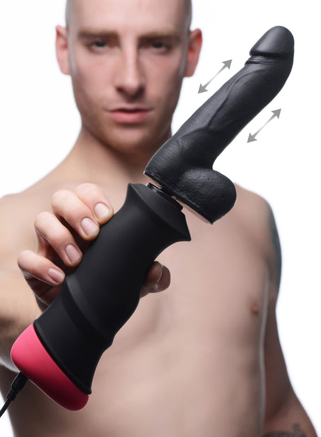 LoveBotz Mega-Pounder Hand-Held Thrusting Dildo, Black - 848518032829