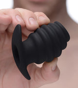 Master Series Hive Ass Tunnel Hollow Ribbed Silicone Anal Plug — Small, Black - 848518032867