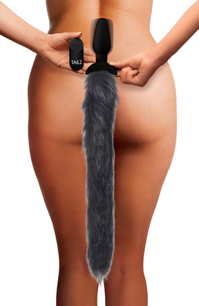 Tailz Remote Control Vibrating Fox Tail Anal Plug — Grey - TZ-AG187