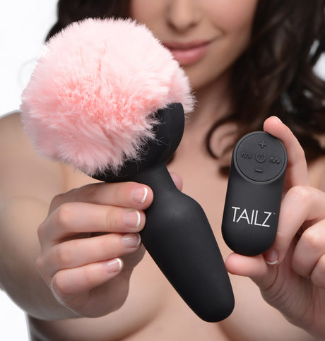 Tailz Remote-Control Vibrating Bunny Tail Anal Plug, Pink, USB - 848518033772