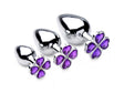 Booty Sparks Flower Hearts Anal Plug Set, 3 Aluminum Plugs (Purple) - BTYS-AG205