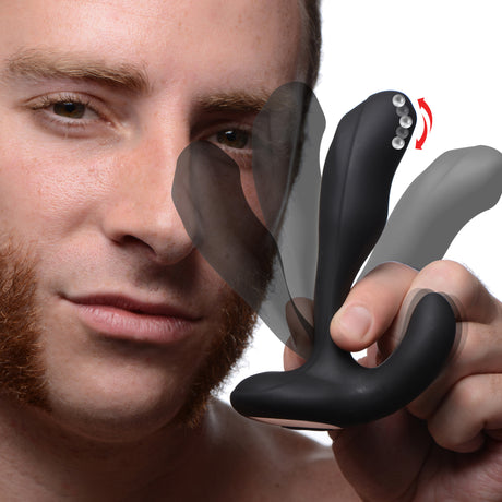 Alpha-Pro 7X Bendable Prostate Stimulator with Stroking Bead, Black - 848518034533