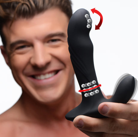 Alpha-Pro 17X P-Trigasm 3-in-1 Silicone Prostate Stimulator, Black - 848518034786