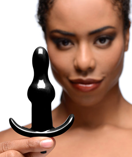 Frisky Bumpy Vibrating Anal Plug — Black, One-Speed Bullet - 848518035165