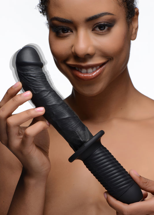 The Large Realistic 10X Silicone Vibrator with Handle by Ass Thumpers