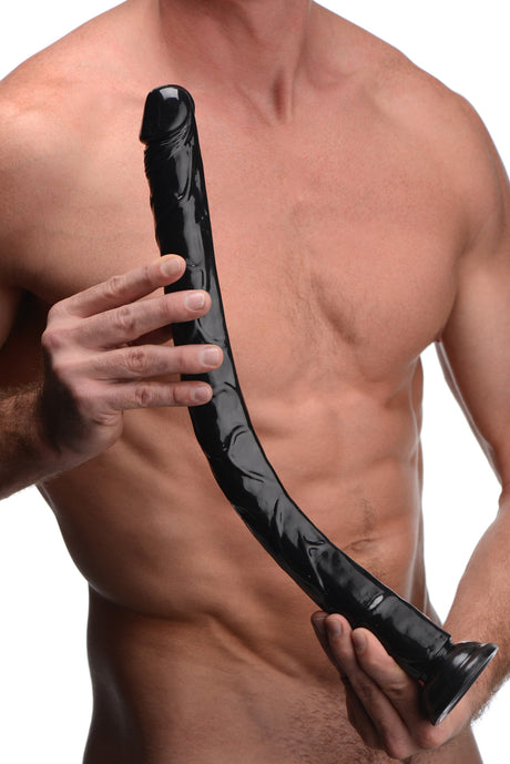 Hosed Realistic Anal Dildo, 19-Inch Insertable, Black PVC - 848518035653