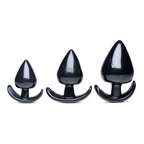 Master Series Triple Spades 3-Piece Anal Plug Set (Black, TPR) - 848518036117