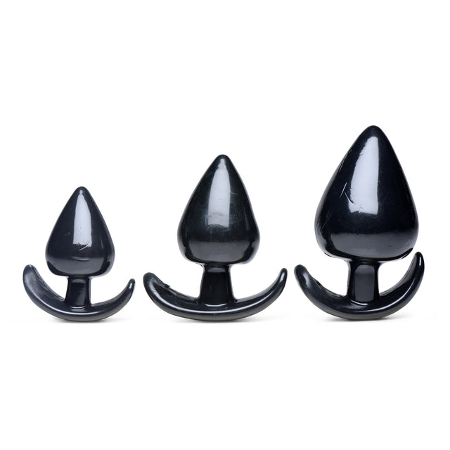 Master Series Triple Spades 3-Piece Anal Plug Set (Black, TPR) - 848518036117