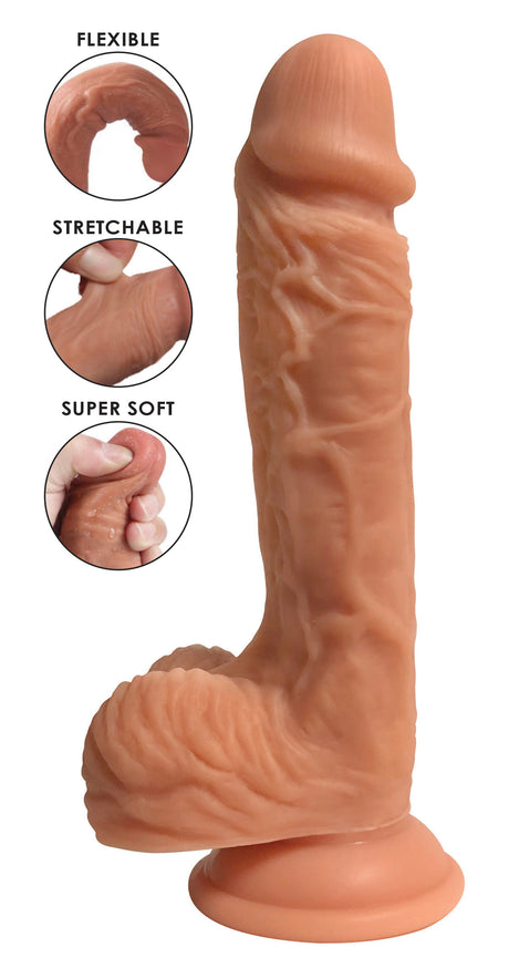 Easy Riders Dual-Density Silicone Dildo — 8.3 in, Flesh - 653078941043