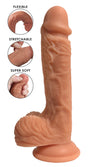 Easy Riders Dual-Density Silicone Dildo — 8.3 in, Flesh - 653078941043
