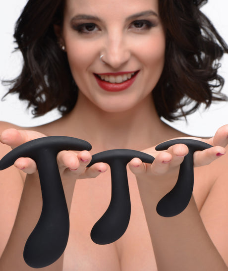 Master Series Dark Delights 3-Piece Curved Anal Trainer Set, Black - 848518036285