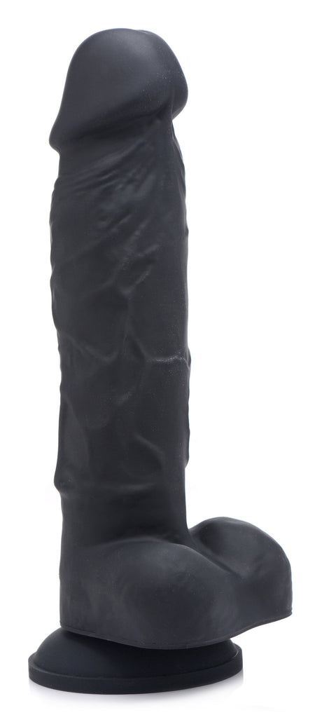 Strap U Power Pecker 7-inch Silicone Dildo with Balls, Black - SU-AG371BLK