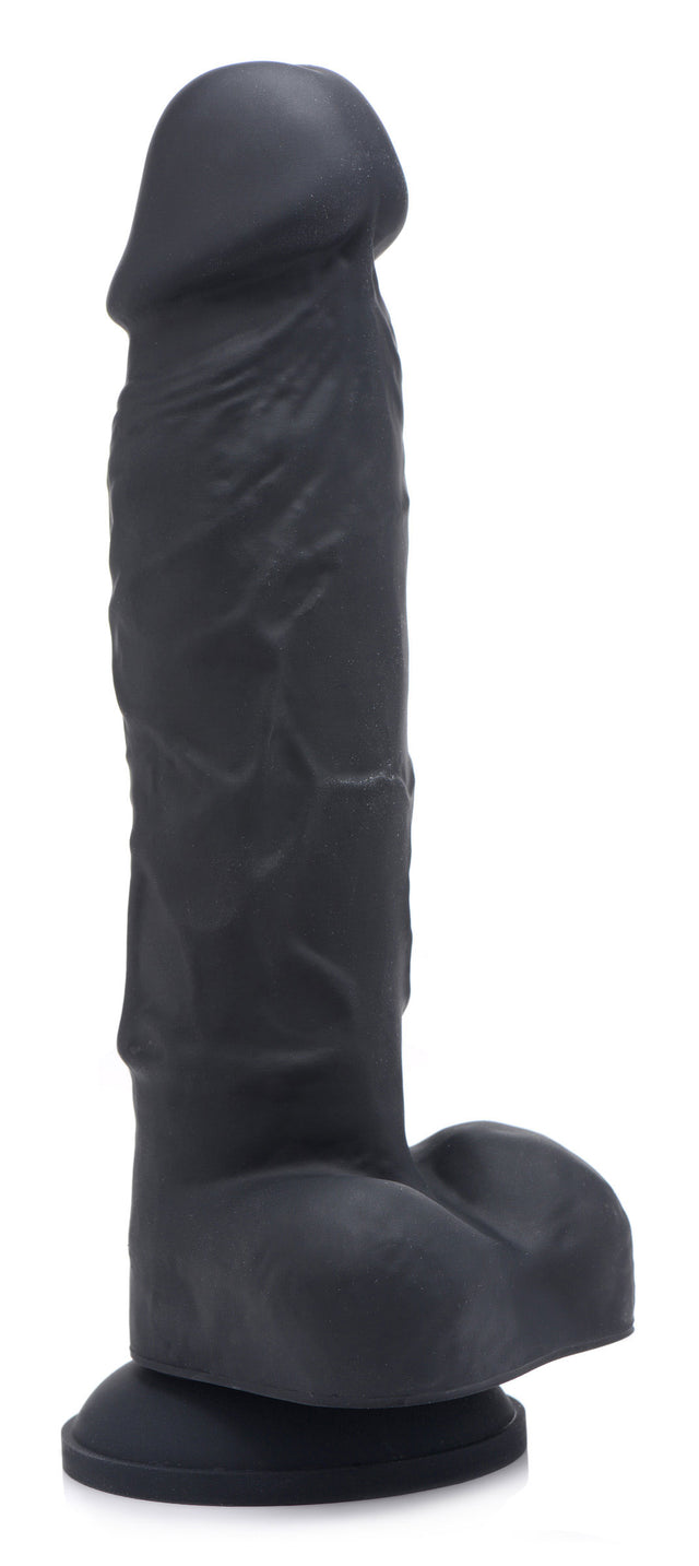 Strap U Power Pecker 7-inch Silicone Dildo with Balls, Black - SU-AG371BLK