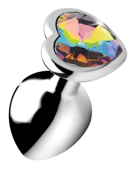 Booty Sparks Rainbow Prism Heart Anal Plug — Medium, Aluminum - BTYS-AG374-MED