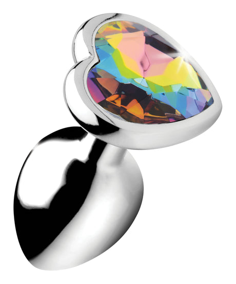 Booty Sparks Rainbow Prism Heart Anal Plug — Medium, Aluminum - BTYS-AG374-MED