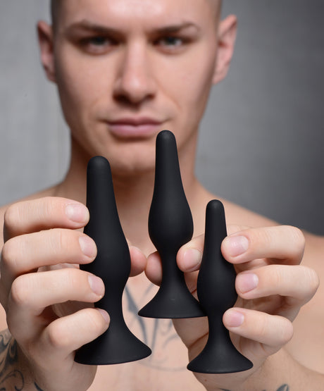 Master Series Triple Spire Silicone Anal Trainer Set, Black (3‑Piece) - 848518036667