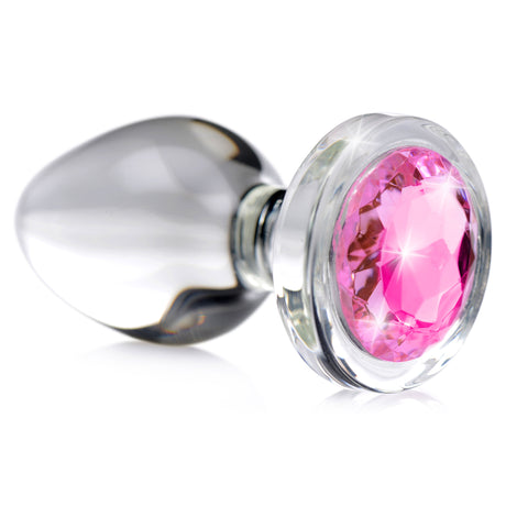 Booty Sparks Gem Glass Anal Plug — Medium, Pink - BTYS-AG430-MED