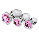 Booty Sparks Gem Glass Anal Plug Set — 3 Sizes, Pink - BTYS-AG431