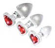 Booty Sparks Heart Gem Glass Anal Plug Set — 3 Sizes, Red - BTYS-AG433