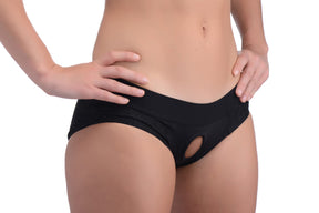 Strap U Lace Envy Crotchless Panty Harness - L/XL, Black - SU-AG453-LXL