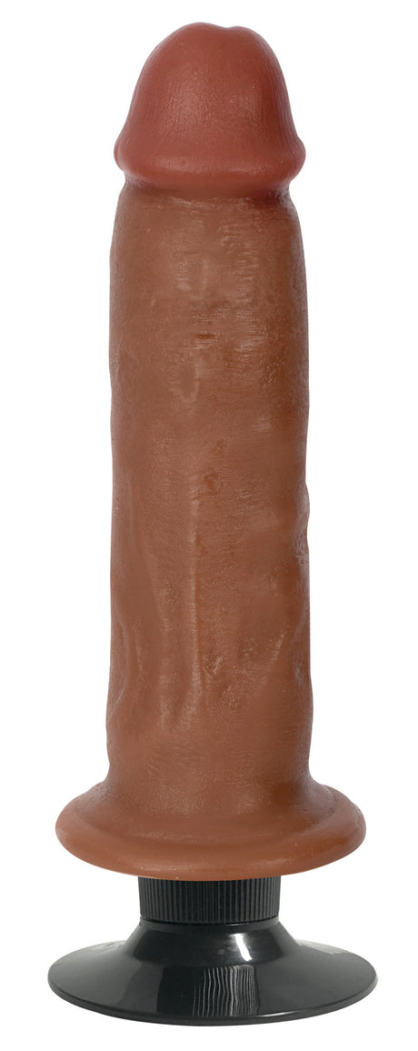 Jock 7-inch Bareskin Vibrating Dildo with Suction Cup — Dark - 653078941609