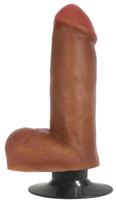 Jock Bareskin Vibrating Dildo with Suction Cup & Balls — 6 Inch, Dark - 653078941395