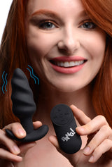 Bang! Remote Control 21X Vibrating Silicone Swirl Butt Plug — Black - BNG-AG564-BLK
