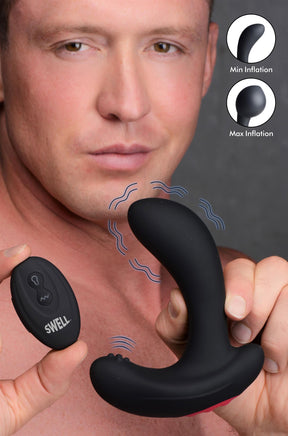 Swell 10X Inflatable Silicone Vibrating Prostate Plug — Black - 848518039996